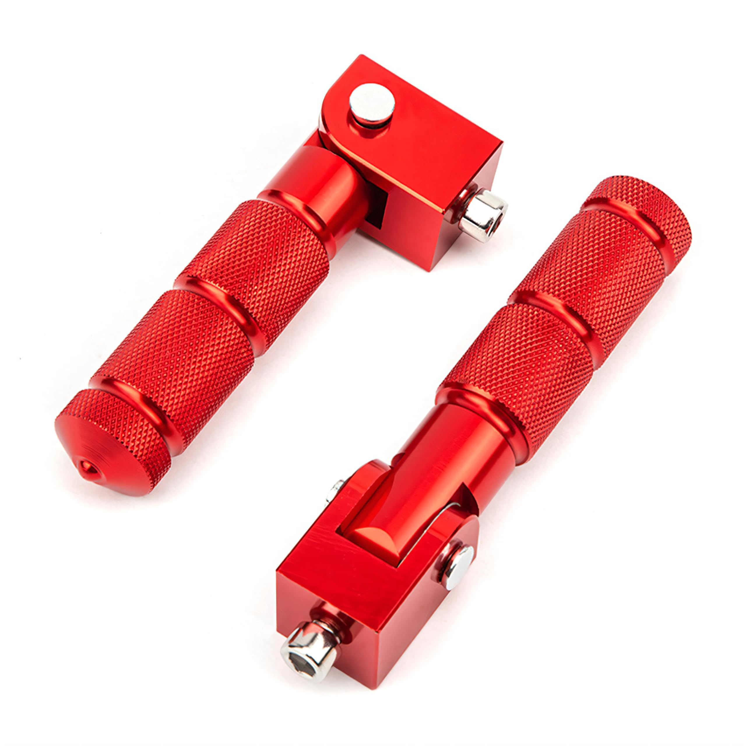 M8 Repose-pieds Universel 2 Pièces – Pliables à 90° pour Moto Électrique, Sportive, Scooter – Support Antidérapant Avant/Arrière (Rouge)
