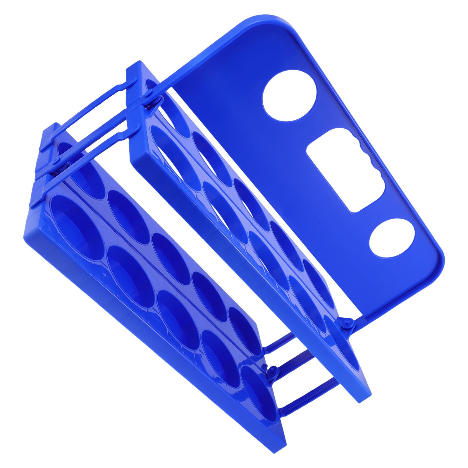 Portabotellas de Agua Plegable Azul con Asa y Base Estable, 10 Ranuras