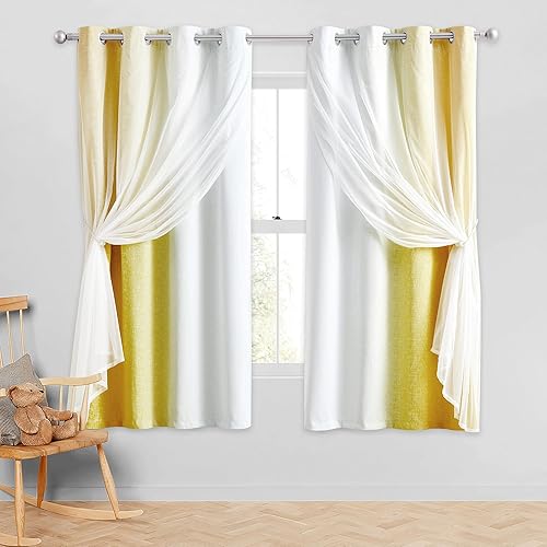 Geomoroccan Cortinas opacas degradadas con encaje blanco, elegantes cortinas en capas, mezcla y combina con ojales con aislamiento térmico para Geomoroccan Cortinas opacas degradadas con encaje blanco, elegantes cortinas en capas, mezcla y combina con ojales con aislamiento térmico para