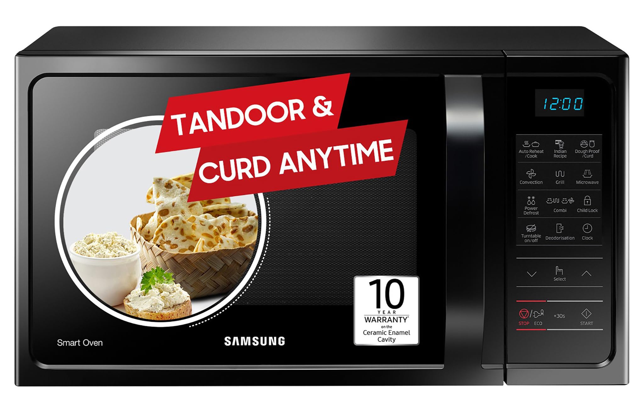 Samsung 28L, Convection Microwave Oven with Curd Making(MC28A5013AK/TL, Black, 10 Yr warranty)