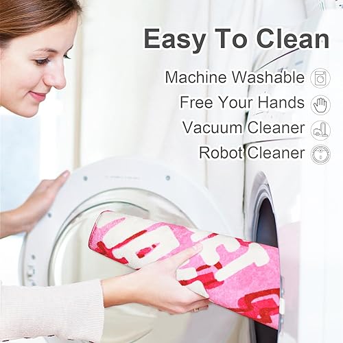 Miniatura 7 de Alfombra de baño Get Naked de 28 x 28 pulgadas, bonita alfombra rosa, tapete de baño lavable de microfibra antideslizante, tapete de baño fresco y