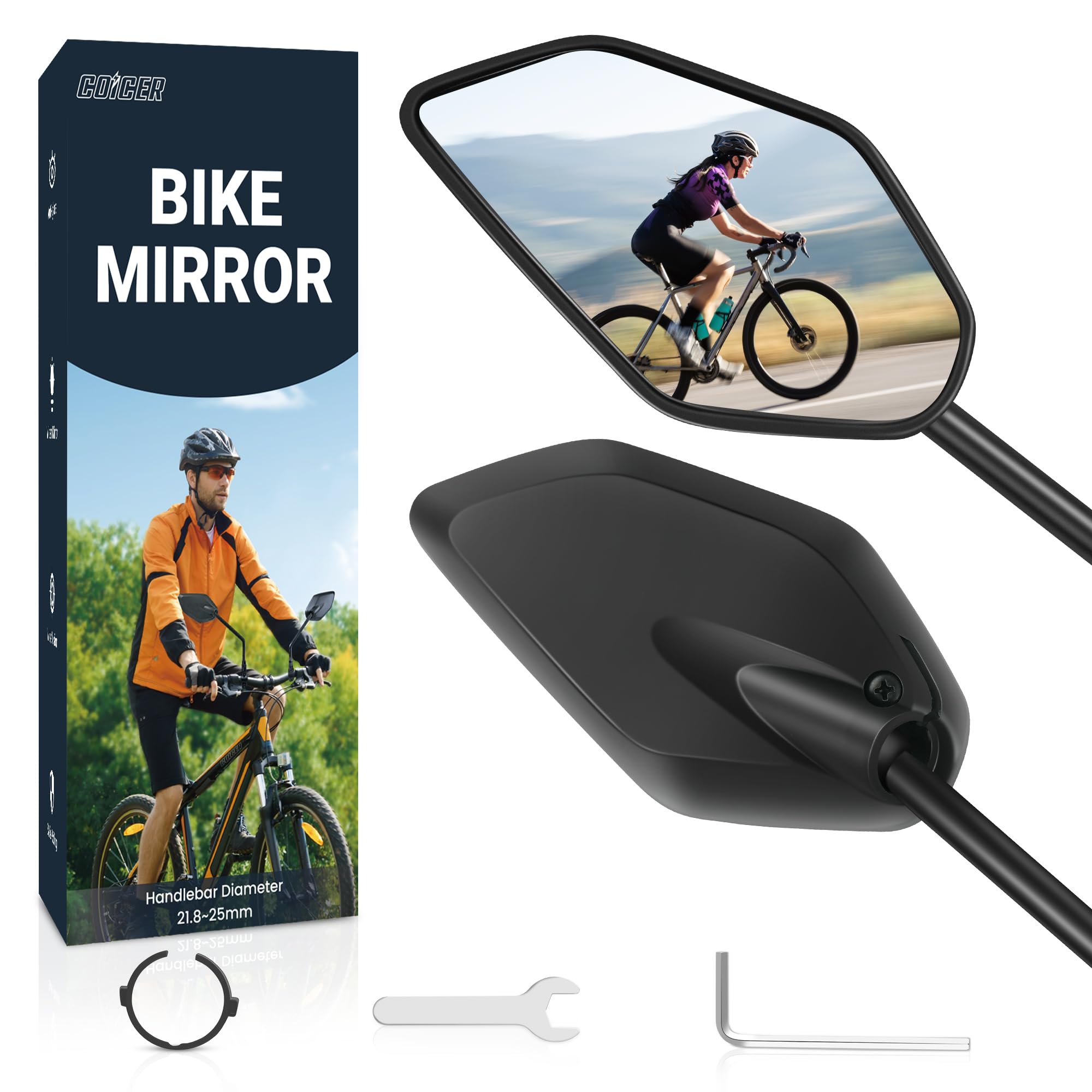 2Pcs Fahrradspiegel für E-Bike Hd 360° Drehbar & Klappbar Lenker Rückspiegel Fahrrad Spiegel Ebike Zubehör Extra Große Spiegelfläche Schlagfestes Echtglas Bike Mirror Accessories