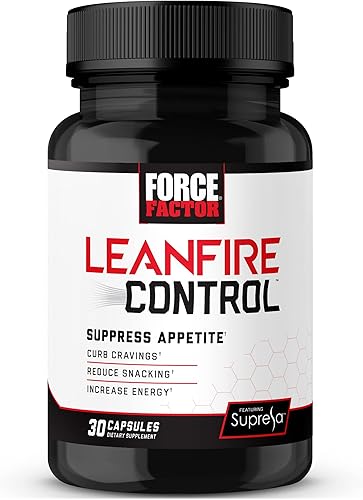 Force Factor LeanFire Control, paquete de 2, supresor del apetito para pérdida de peso con vitaminas B12, extracto de té verde y Garcinia cambogia