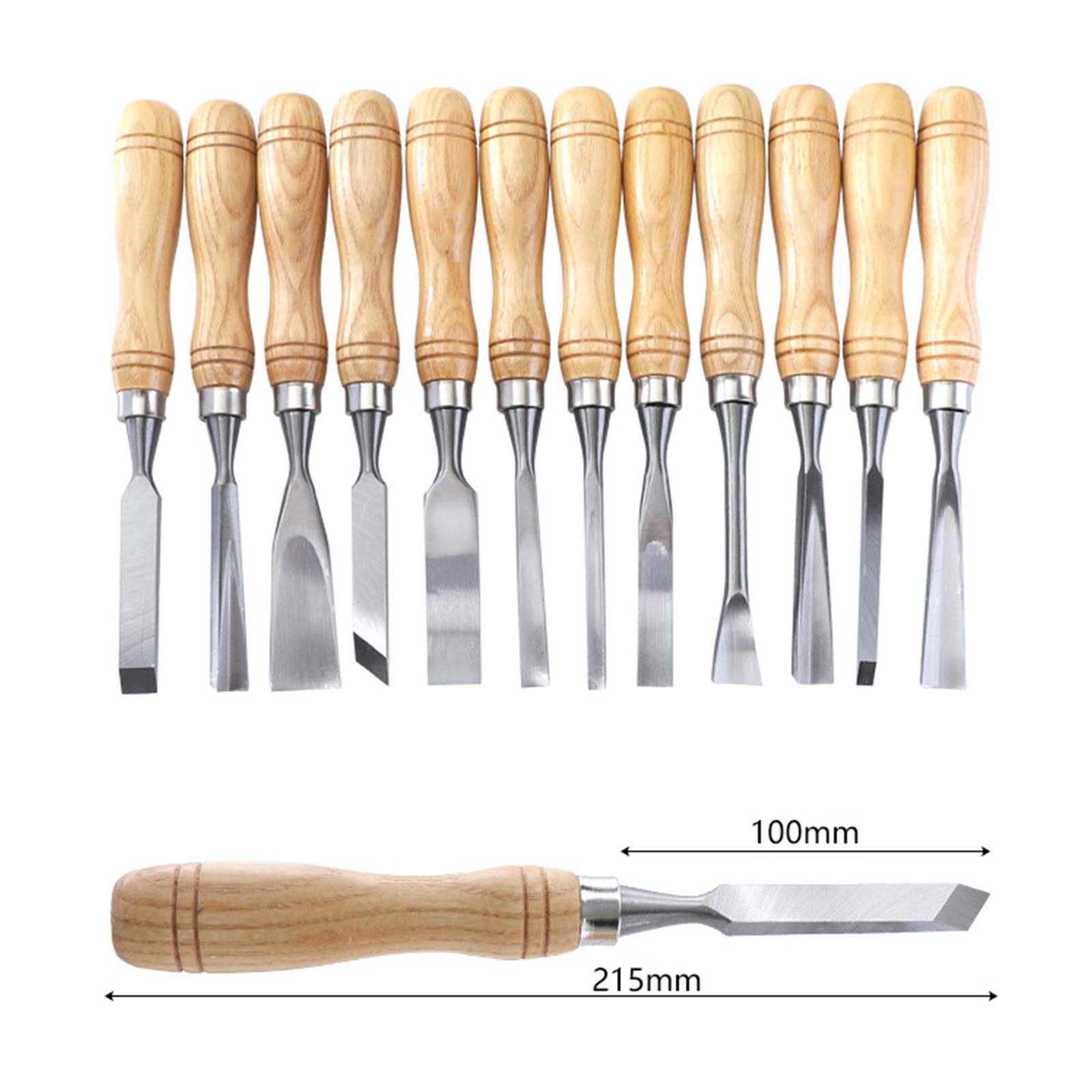 Holz Schnitzerei Handmeißel Set, 12-Tlg Profi Holz Bearbeitungs Werkzeug, Holzmeißelset Tranchiermesser Holzschnitzset Mit Holzgriffen Und Aufbewahrungskoffer