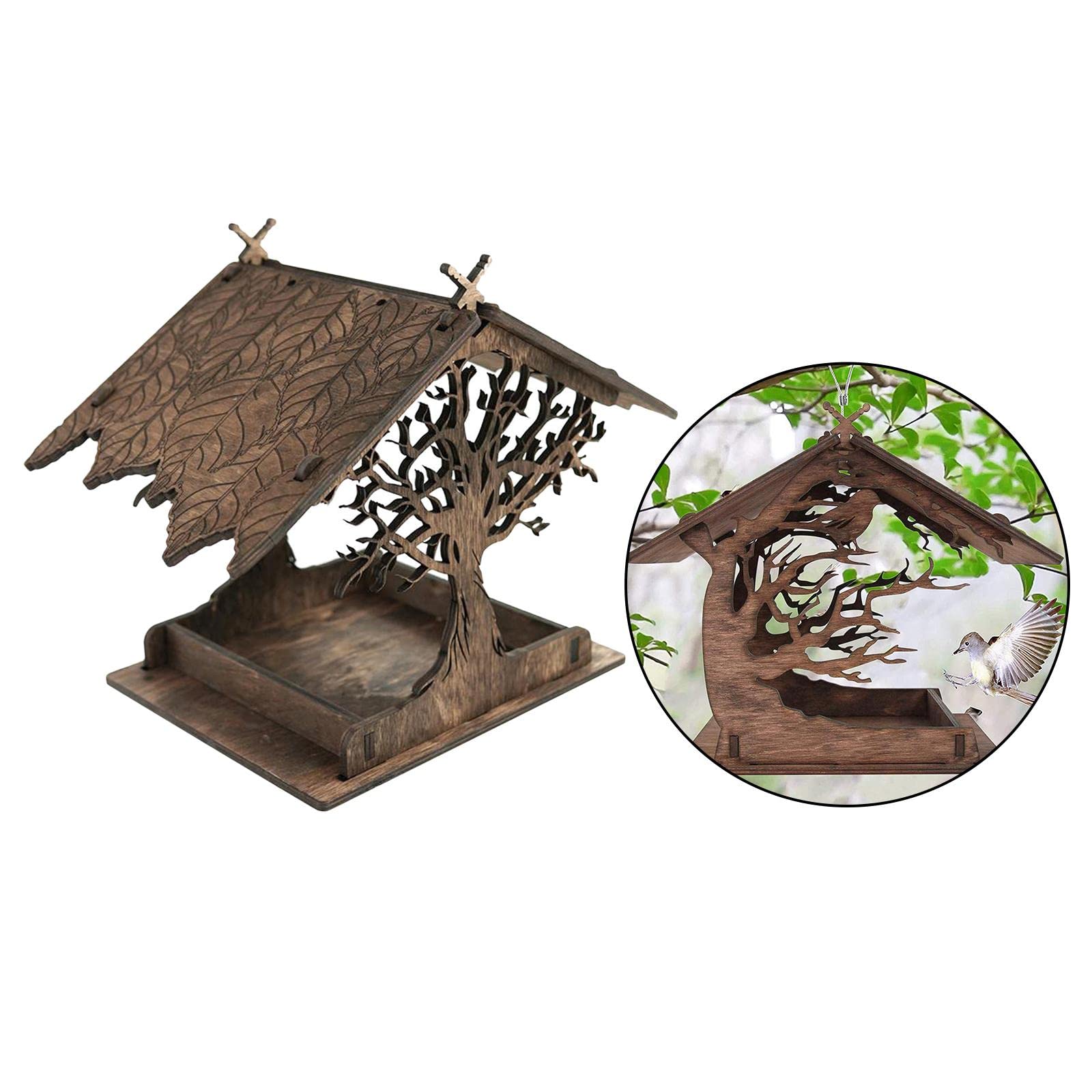 Nido for Uccelli ， Casetta for Uccelli Habitat appollaiato Tasca, Mangiatoia for Uccelli in Legno Massiccio, Giardino Decorativo Appeso con Tetto, Uccelli Resistente alle Intemperie Altalena Giocattol