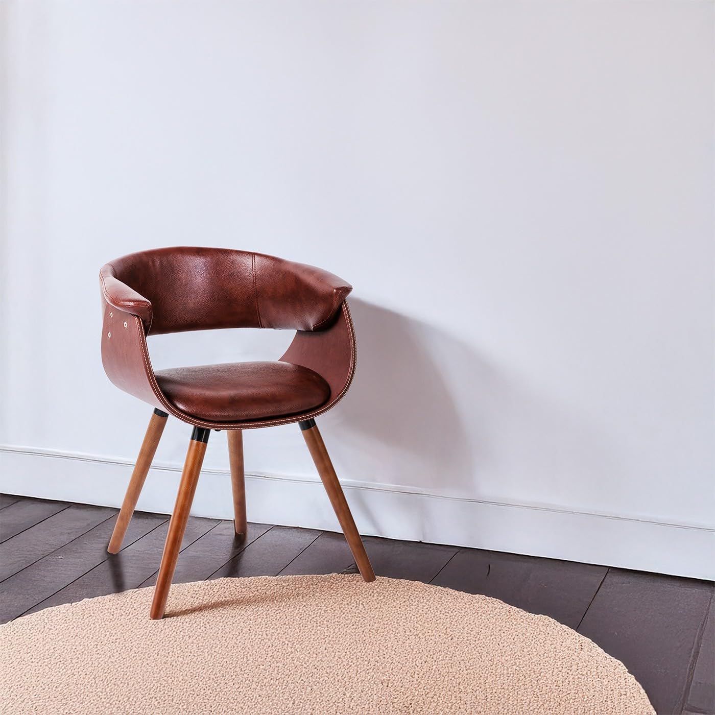 Kare Design Chaise Monaco, Nougat-Marron, Aspect Cuir, Hêtre Massif, Chaise Avec Accoudoirs, Chaise Salle a Manger, Deco Intérieur, Decoration Salon, Cuisine, Chambre, Maison, 72x58x47cm | Chaise salle à manger avec aspect cuir, pour décoration intérieure