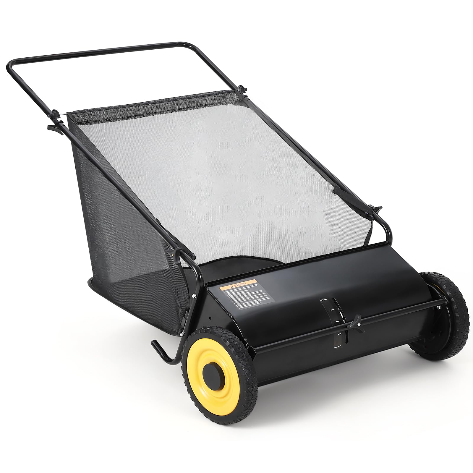 Garvee 26 in Heavy-Duty Push Lawn Sweeper - 4 Spinning Brushes, 7Ft³ Large Capacity Collection Bag, Adjustable Height for Grass, Leaves & Debris On All Terrains