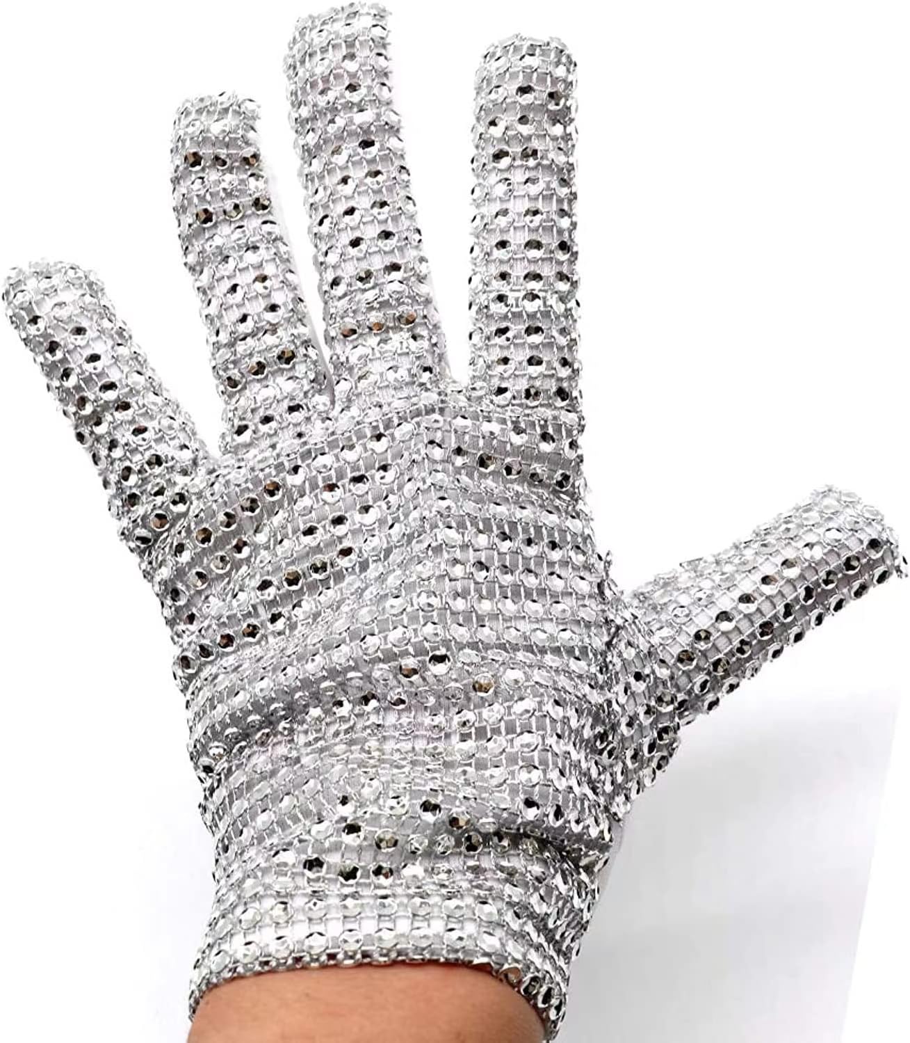 Michael Sliver Shiny Punk Glove BJ Perform for Collection,Twinkling Plastic Sew Onto Glove,Adults - Image 3