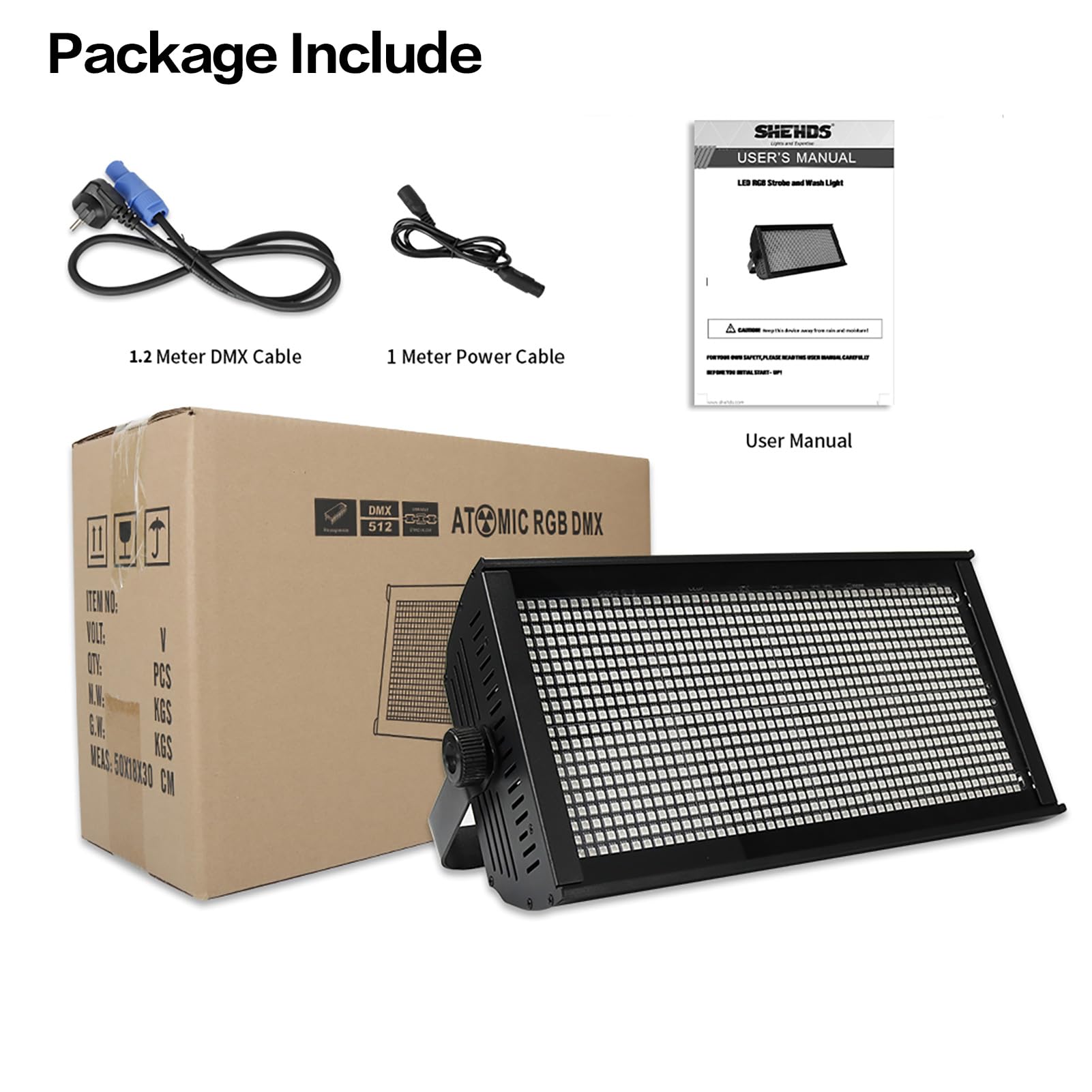 SHEHDS Fase Strobe Light Wash LED 200W RGB Marquee (8 segmenti) Uplights DMX512 Metal Housing DJ Light