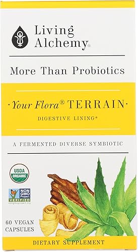 Living Alchemy Your Flora Probiotic Terrain 60 cápsulas veganas 35 cepas fermentadas para intestino permeable y revestimiento digestivo Simbiótico