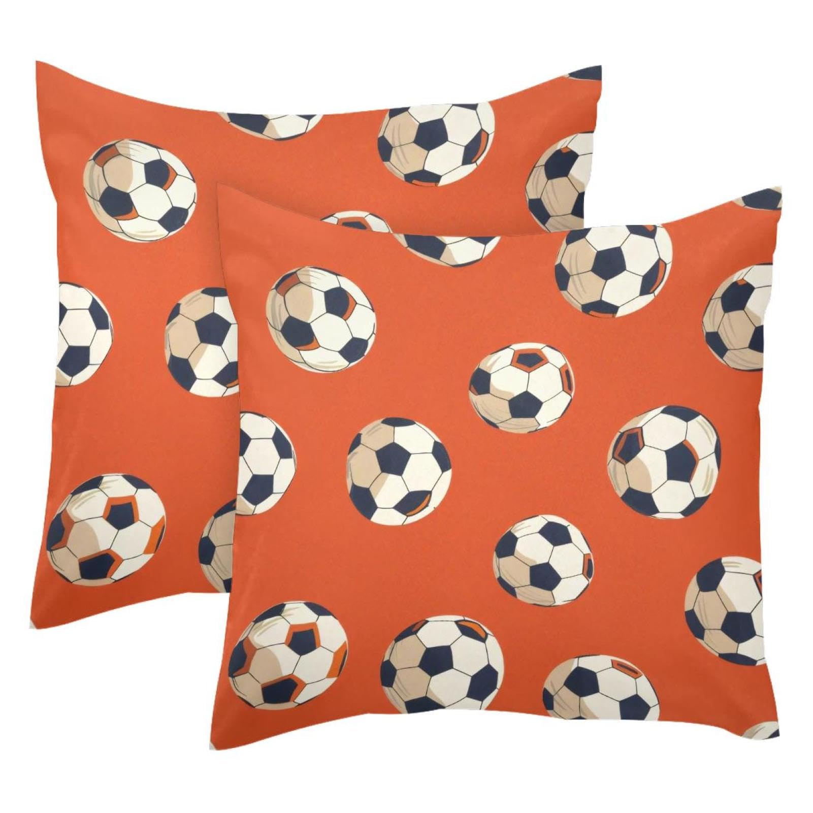 Housse de coussin football en velours orange pour relooker vos sièges
