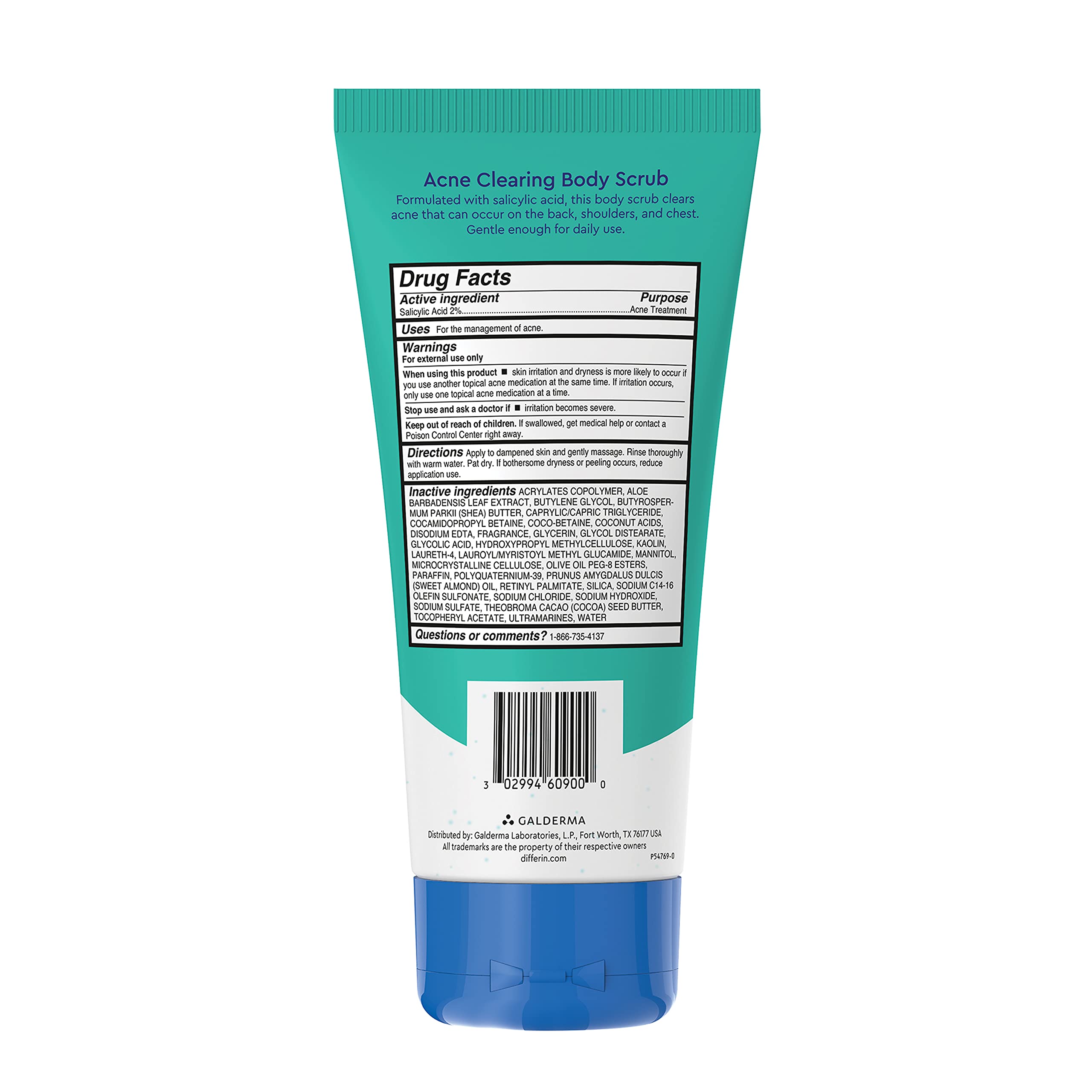 Differin Body Scrub with Salicylic Acid Acne Clearing Improves Tone and