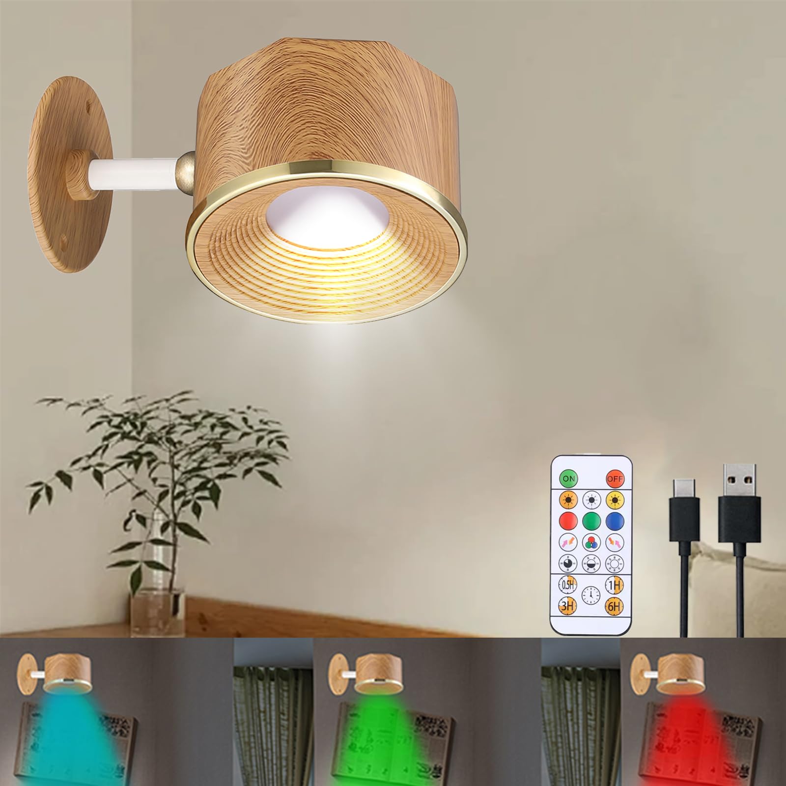 MIOBLUE LED Wall Sconce Light with Remote, 360 Rotation Magnetic RGB Picture Painting Light for Living Rooms, Bedrooms, Artwork, Dartboard