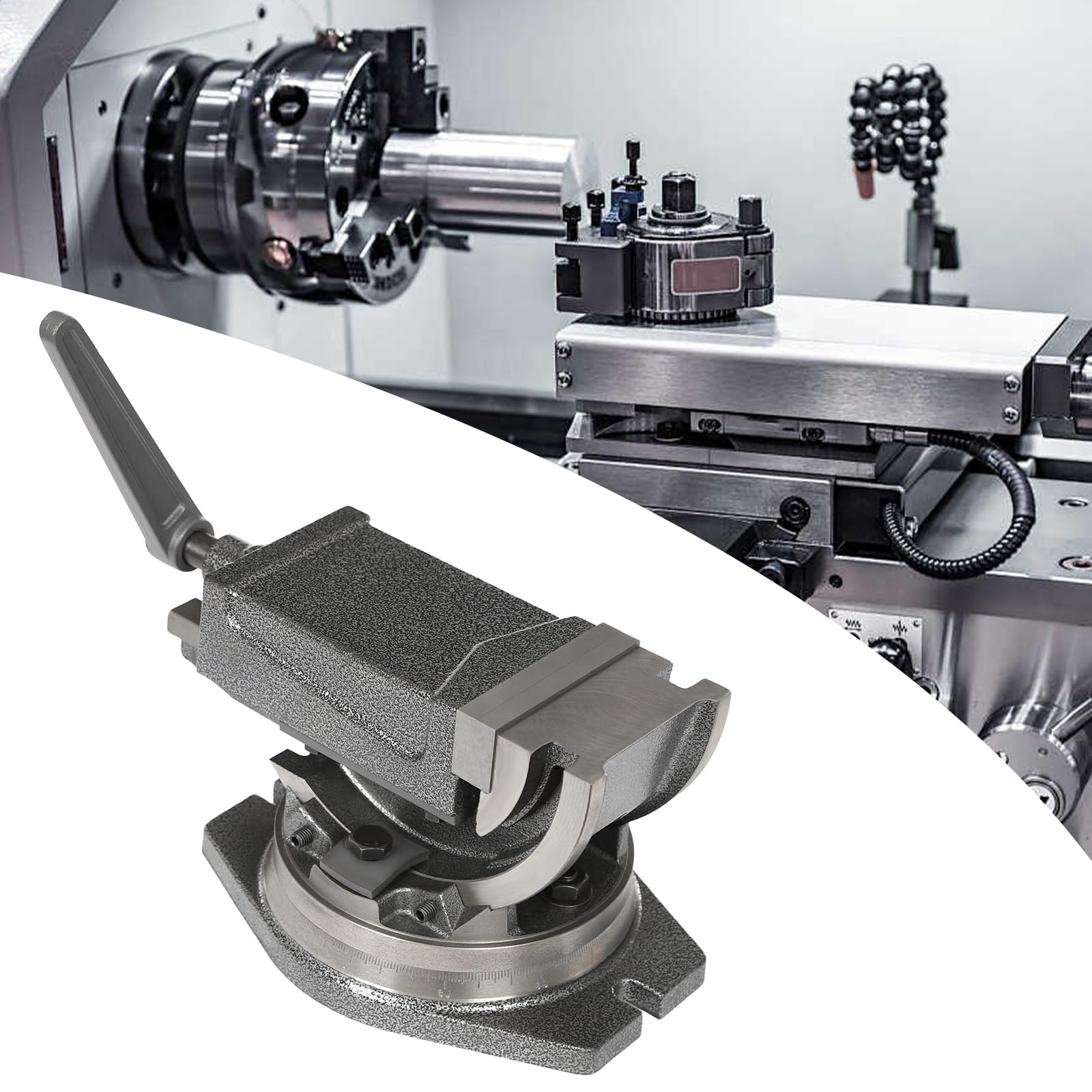 Morsa Professionale 2 Assi Inclinabile 360° - Per Trapano E Lavorazioni Di Precisione, Ghisa - Foto 4