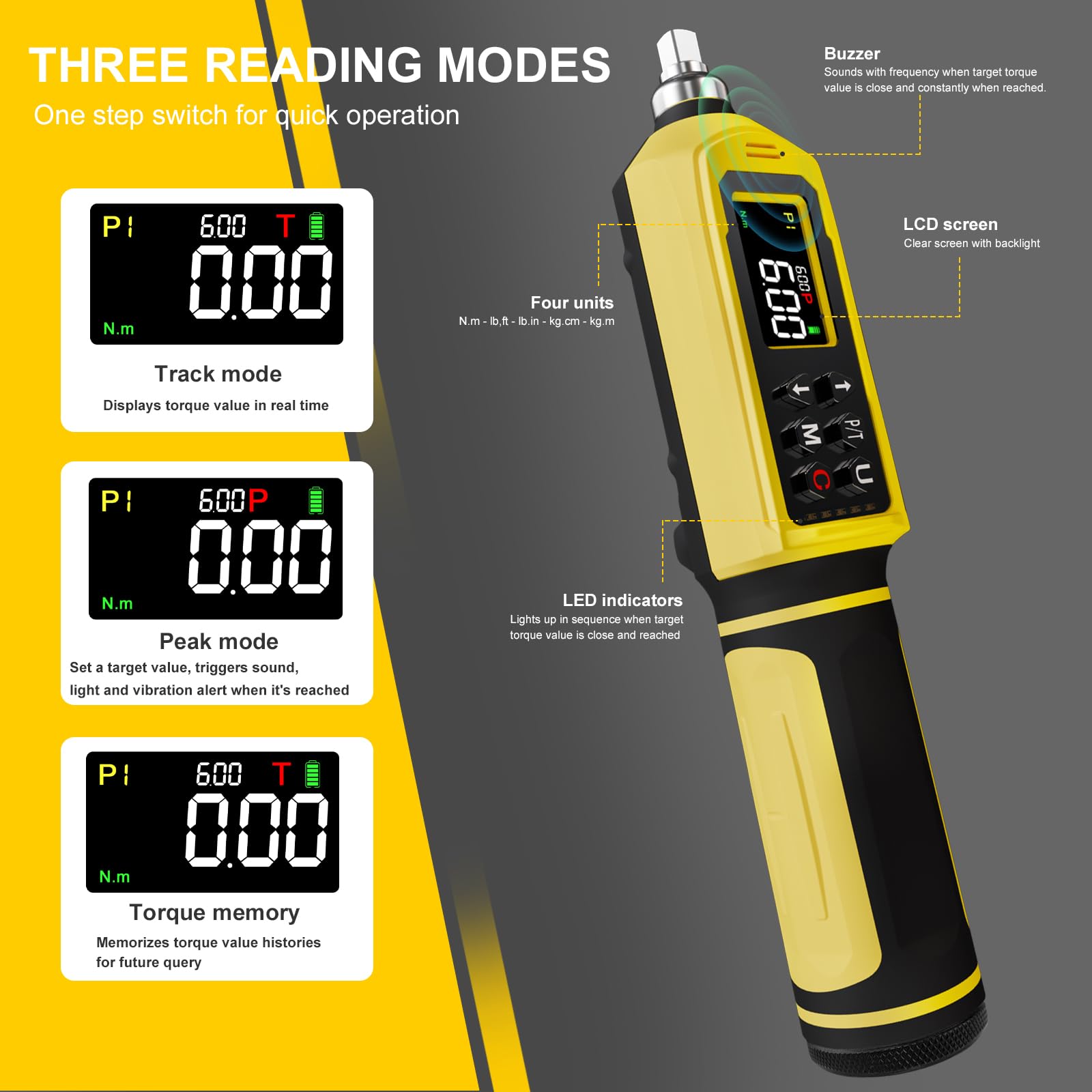 ATsafepro 46 Digitale Momentschroevendraaier 0.09-6 N.m, 1/4'' Momentschroevendraaier, 40 Bits, Met Zoemer En LCD-flitsmelding, Voor Fietsonderhoud, Precisieapparatuur, Doe-het-zelf