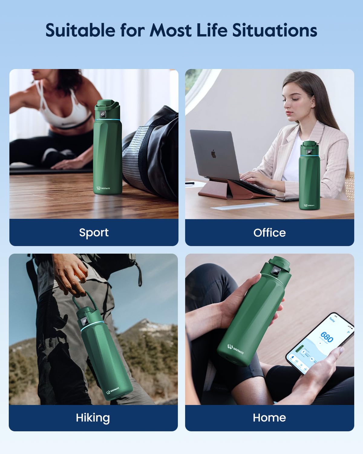 BOOST Smart Water Bottle with Reminder & Tracker, Double Wall Vacuum Insulated Bottles Stainless Steel, 946 ml BPA-Free Wide Mouth for School, Gym, Office, Ideal for Mother's Day