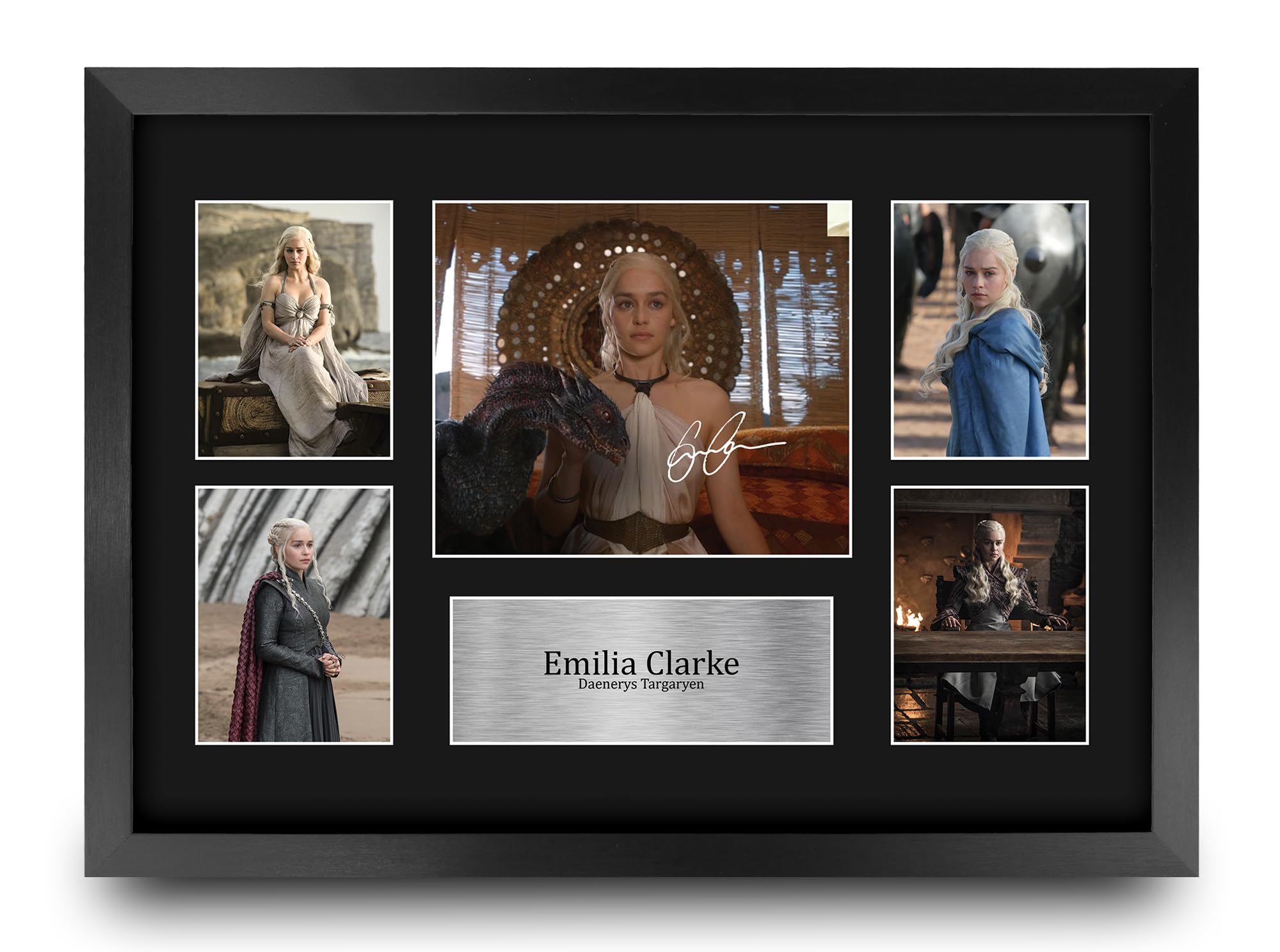 HWC Trading Emilia Clarke Game of Thrones Gifts Printed Signed Autograph Presentation Photo Montage Display for TV Show Fans - A3 Framed