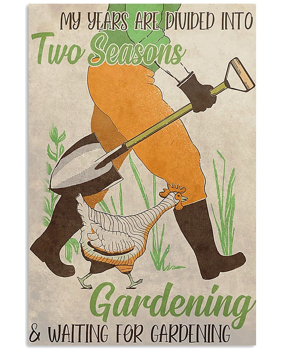 Gardening and Waiting for Gardening Vintage Tin Sign Hippie Wall Decor Art Room Home Office Bedroom Living Metal Fun Decor Housewarming Gift 12x16inch