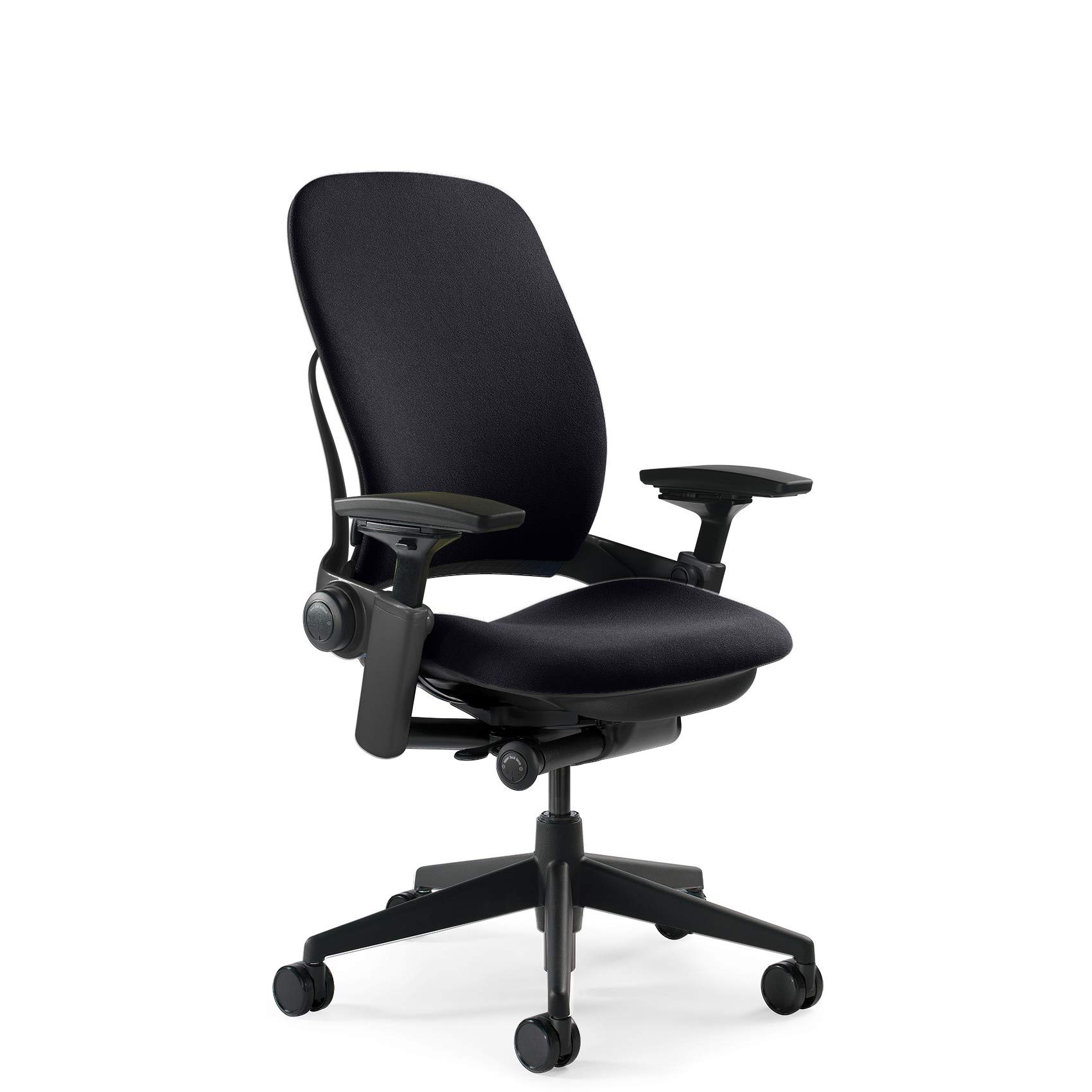 Steelcase Leap Task Chair: Black Base - 4D Adjustable Arms - No Headrest - 7" Cylinder Seat Height