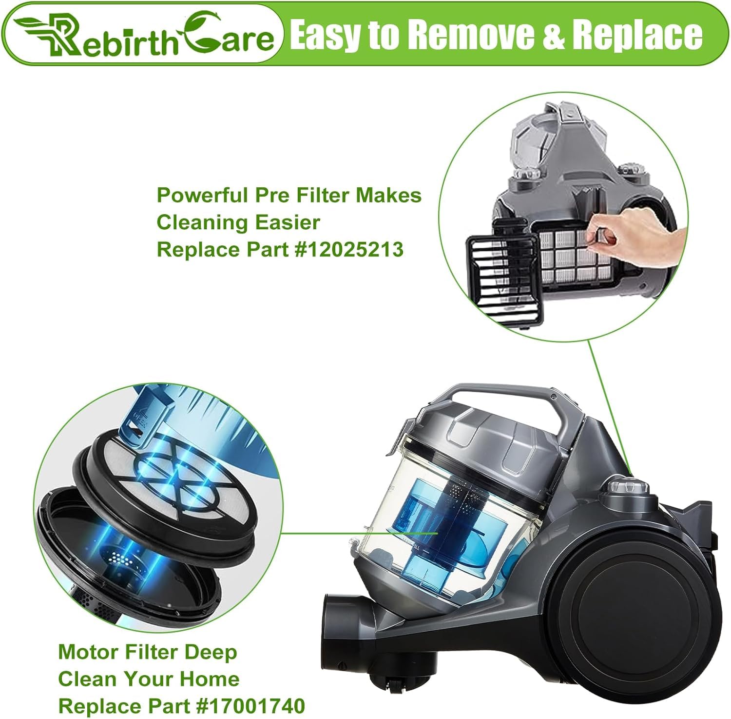 3 Coppie di Filtri per Bosch BBZ152EF Serie 2, Filtri BGC05, BGS05, BGC05A220A, BGC05A320, BGC05A322, BGC05AAA1, BGC05AAA2, BGS05X240 - Parti di Ricambio per Aspirapolvere Amazon Basics VCS35B15KC-70
