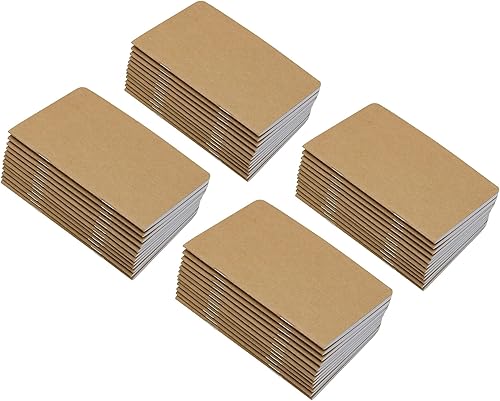Yansanido 48 cuadernos de bolsillo con tapa marrón de 5.5 x 3.5 pulgadas, 32 hojas (64 páginas), páginas rayadas de 0.315 in, papel de 2.47 ozm