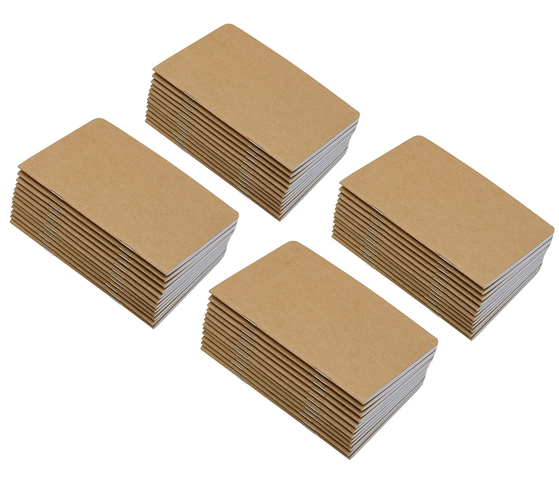Yansanido 48 Pcs 5.5 Inch x 3.5 Inch Brown Cover Pocket Notebook 32 Sheets (64 Pages) 8 mm Ruled Pages 70 Gsm Paper (Lined(Pack of 48), Brown)