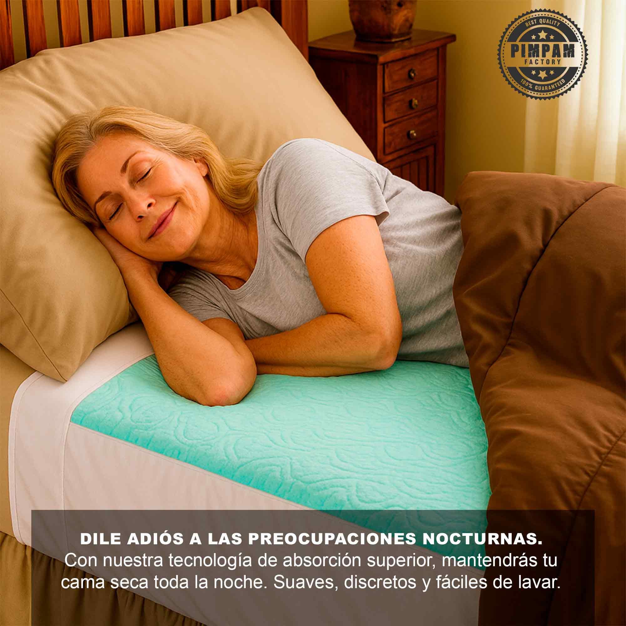 PimPam Factory Empapadores Cama Adultos Lavables de 5 Capas - Empapador Reutilizable Impermeable - Protector Cama Súper Absorbente 90 x 85 cm (Pack 2) - con Alas