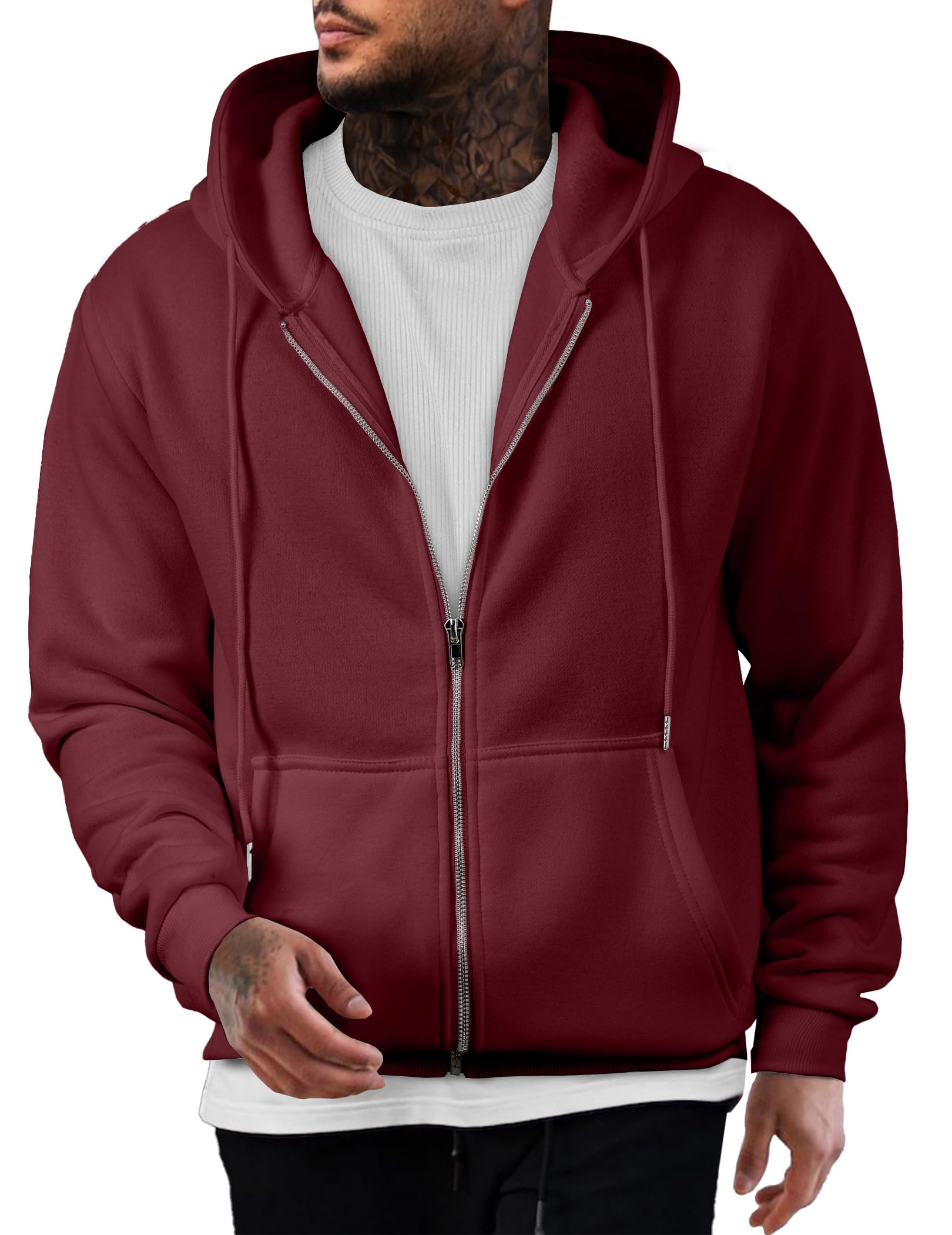 JMIERR Hoodie Herren Fleece Baumwolle Einfarbig Sweatjacke Warm | Sweatjacke Herren,Kapuzenpullover,Langarm,mit Taschen,ReiBverschluss, weichem Stoff, Freizeitjacke für Herbst und Winter
