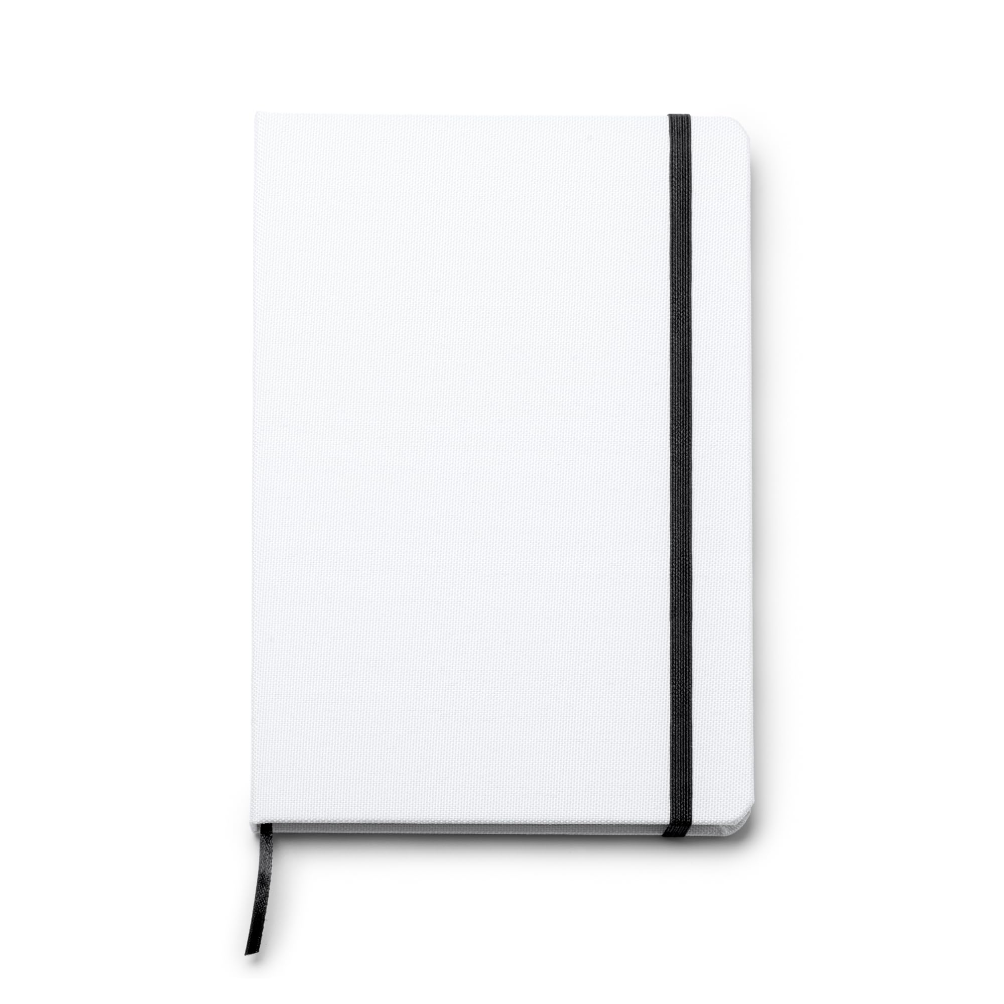 A5 Notepad (Pack of 25) Hard Covers Made with RPET 600D White Cover and Back Cover 100 Plain Pages with Elastic Band and Bookmark Designed for Sublimation