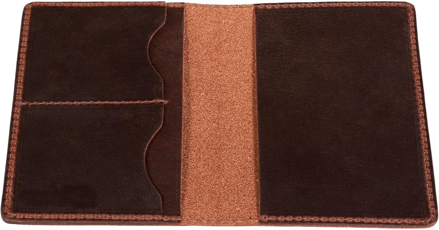 Leather Passport Holder Wallet, Full Grain Bifold Case, Minimalist Design, Passport Holder for Travel Essentials,Passport Wallet Cover Case for Travel, Brown, Minimalist-image-19