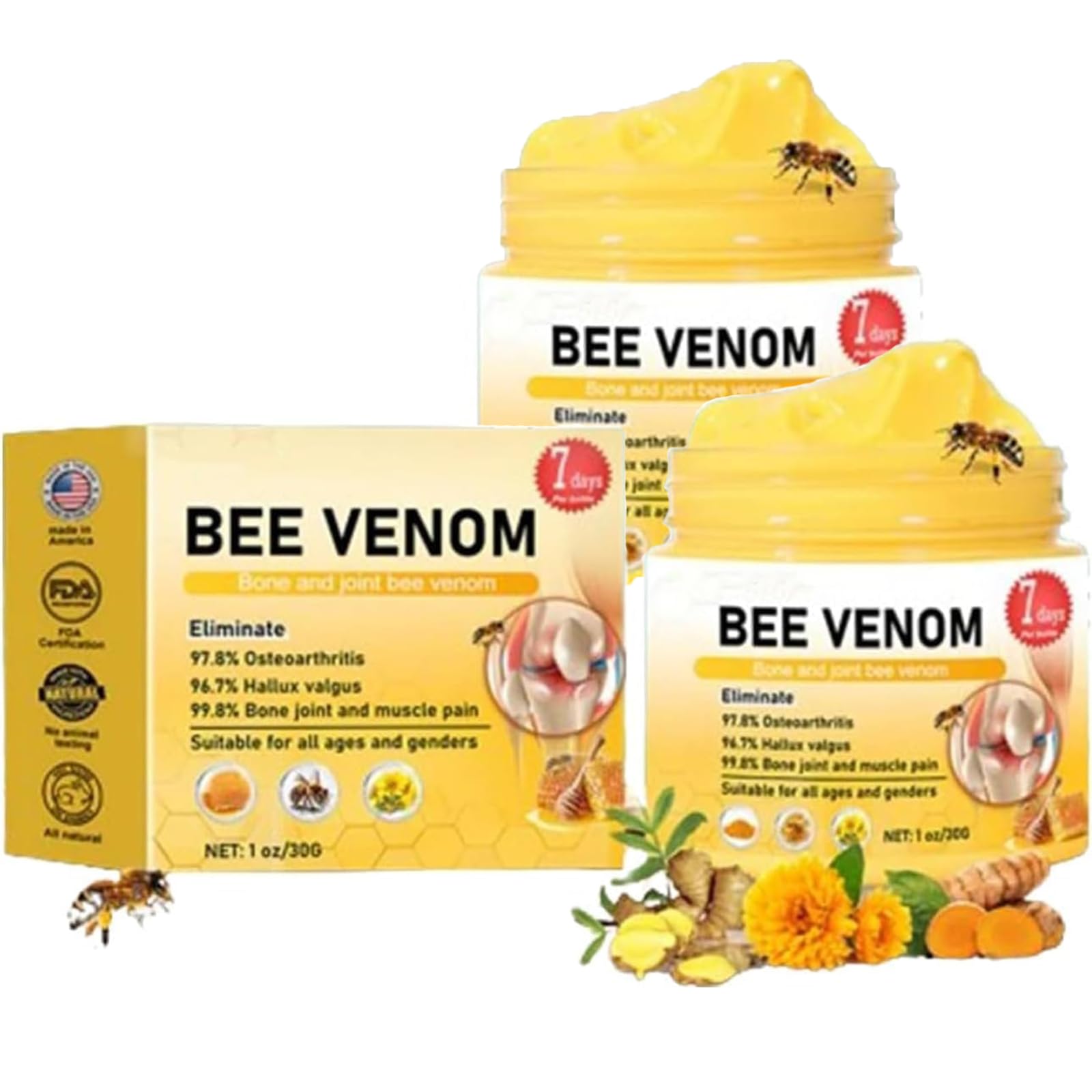 Bearnic Bee Venom Advanced Joint and Bone Therapy Cream, Bee Venom Joint Therapy Gel, Bee Venom Cream, Bee Venom Joint Treatment Cream (2pcs)