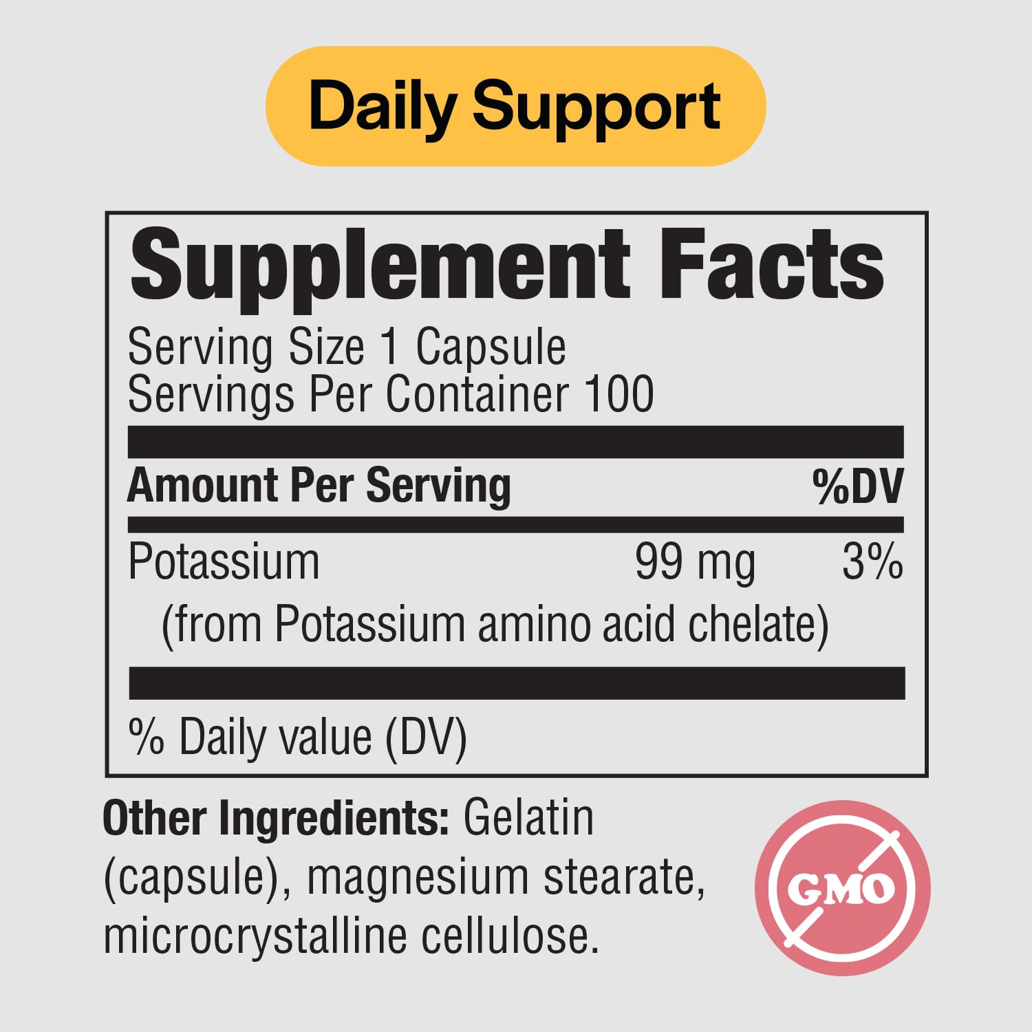 PureFormulas Potassium Supplement Chelated 99 mg Highly Absorbable Pure Potassium Formula for Energy, Nerve, Muscle, Kidney, Heart, and Skeletal Support, Non-GMO - 100 Vegetarian Capsules — Amazon image 2
