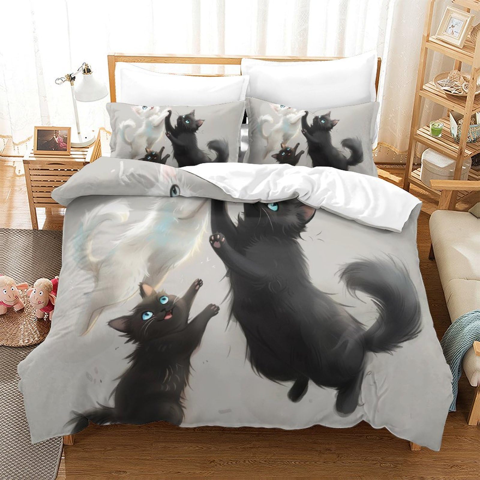 Housse de couette Le Chat Muppet 3D literie enfants 3 pièces en microfibre douce 260x220cm