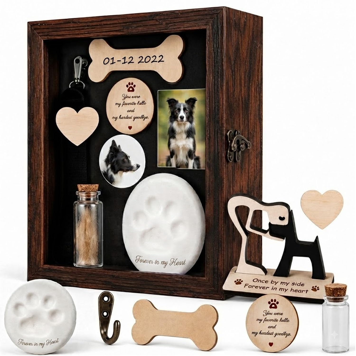 Pet Shadow Box, Solid‑Wood Pet Memorial Picture Frame for Dog Cat Keepsake