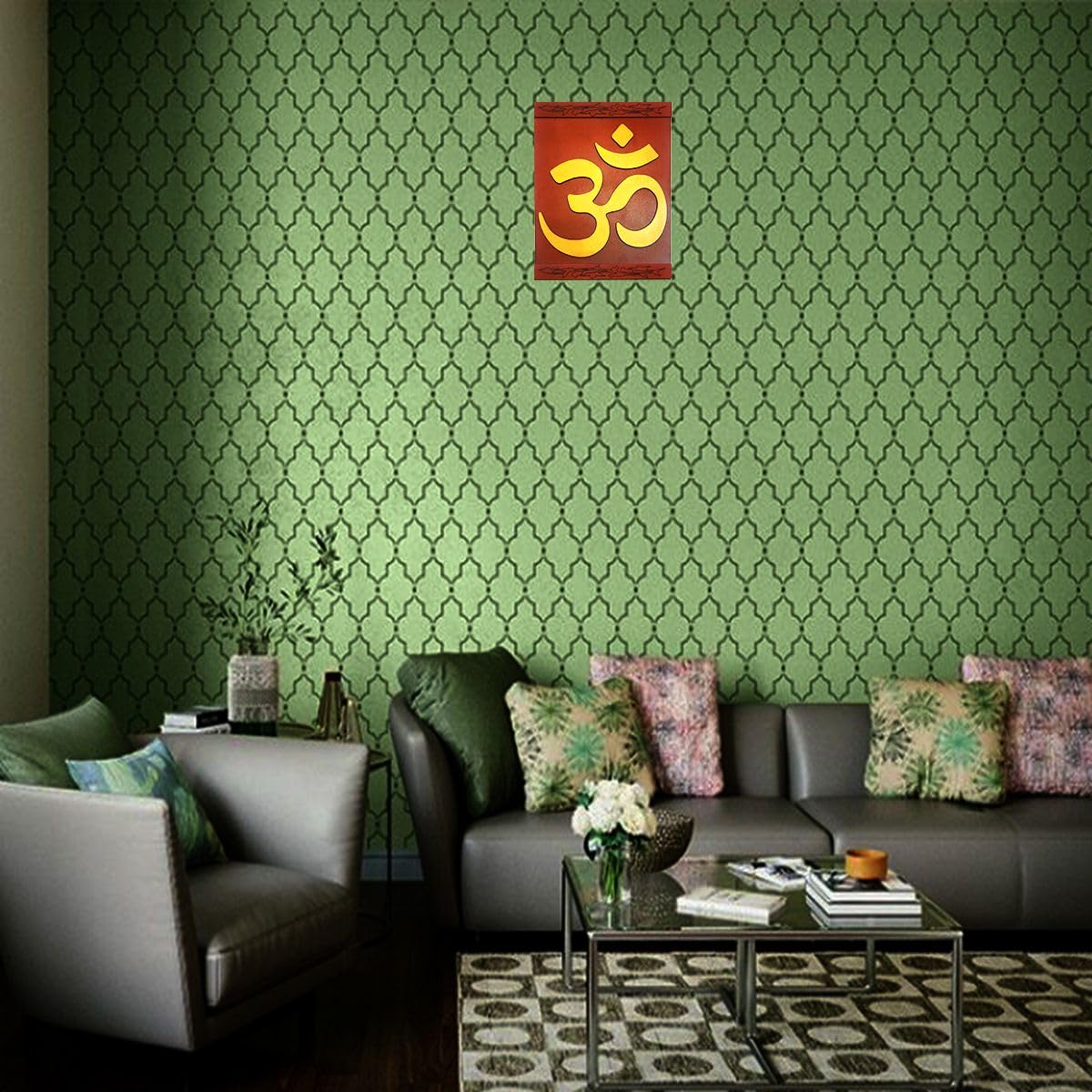 BIswas Brother New OM Wall Hanging Wall Decor A well-designed Home Should tell a Story: 10.5 inch width X12 inch Height. Medium Size Colour: Brown & Golden. 3
