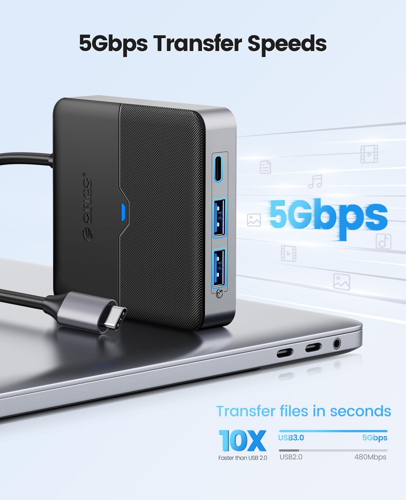 ORICO Hub USB C 6 in 1 Docking Station con Ethernet 2.5 Gbps, HDMI 4K@60Hz, PD 100W, 5Gbps USB C 3.0, 2 Ports USB A 3.0, Adattatore Splitter Tipo C per MacBook Air Pro M2 M1 iPad Surface Dell Hp