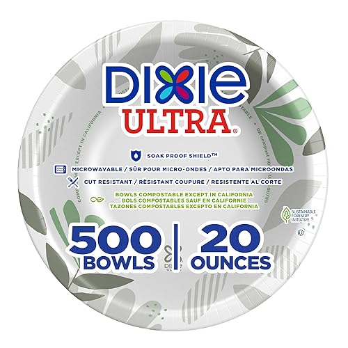 Dixie Ultra - Cuencos de papel pesados de 20 onzas, Pathways, 500 unidades, estuche a granel, 4 paquetes/125 unidades por paquete, (Georgia-Pacific