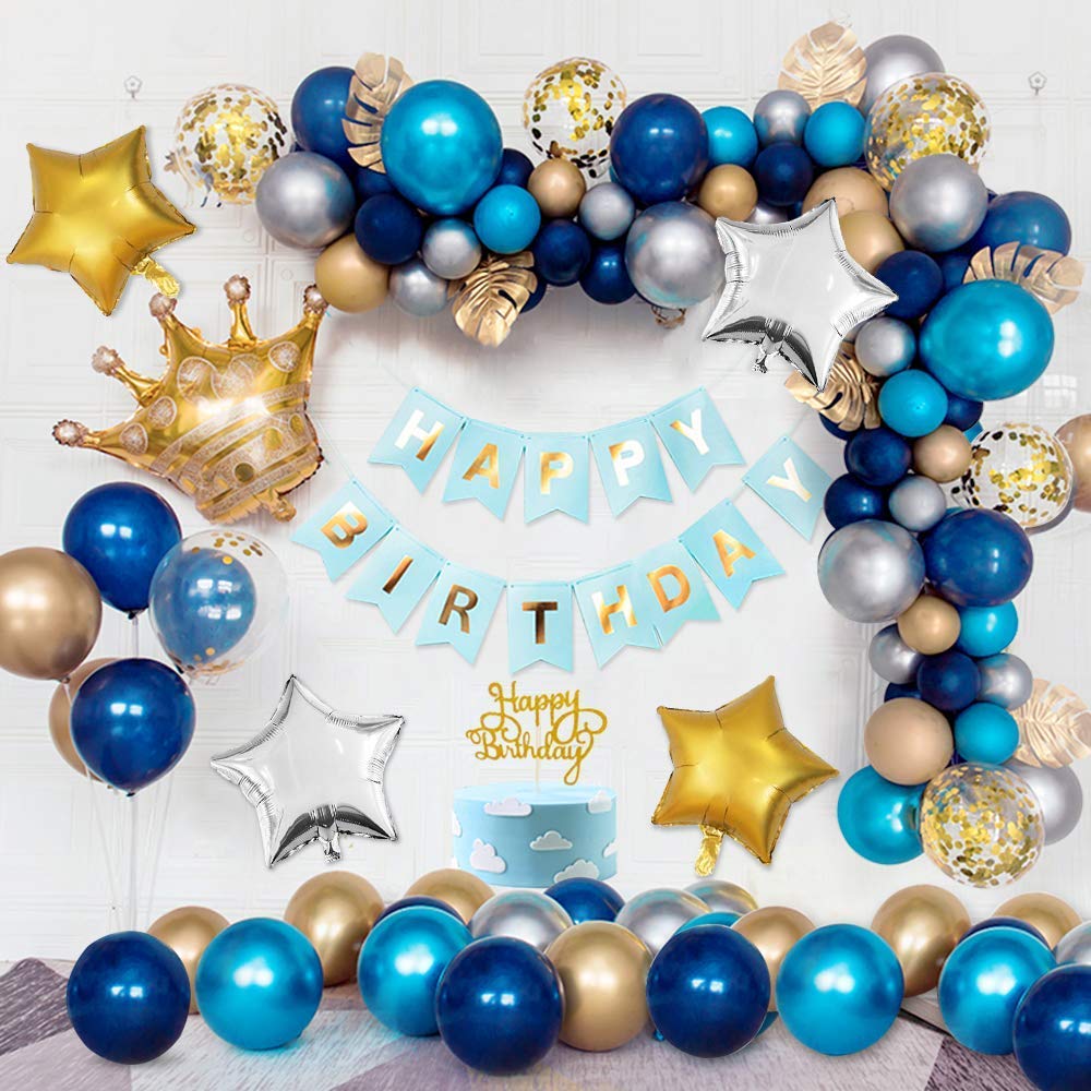 Buy APERIL Blue Gold Birthday Decorations For Men Boys, Happy Birthday