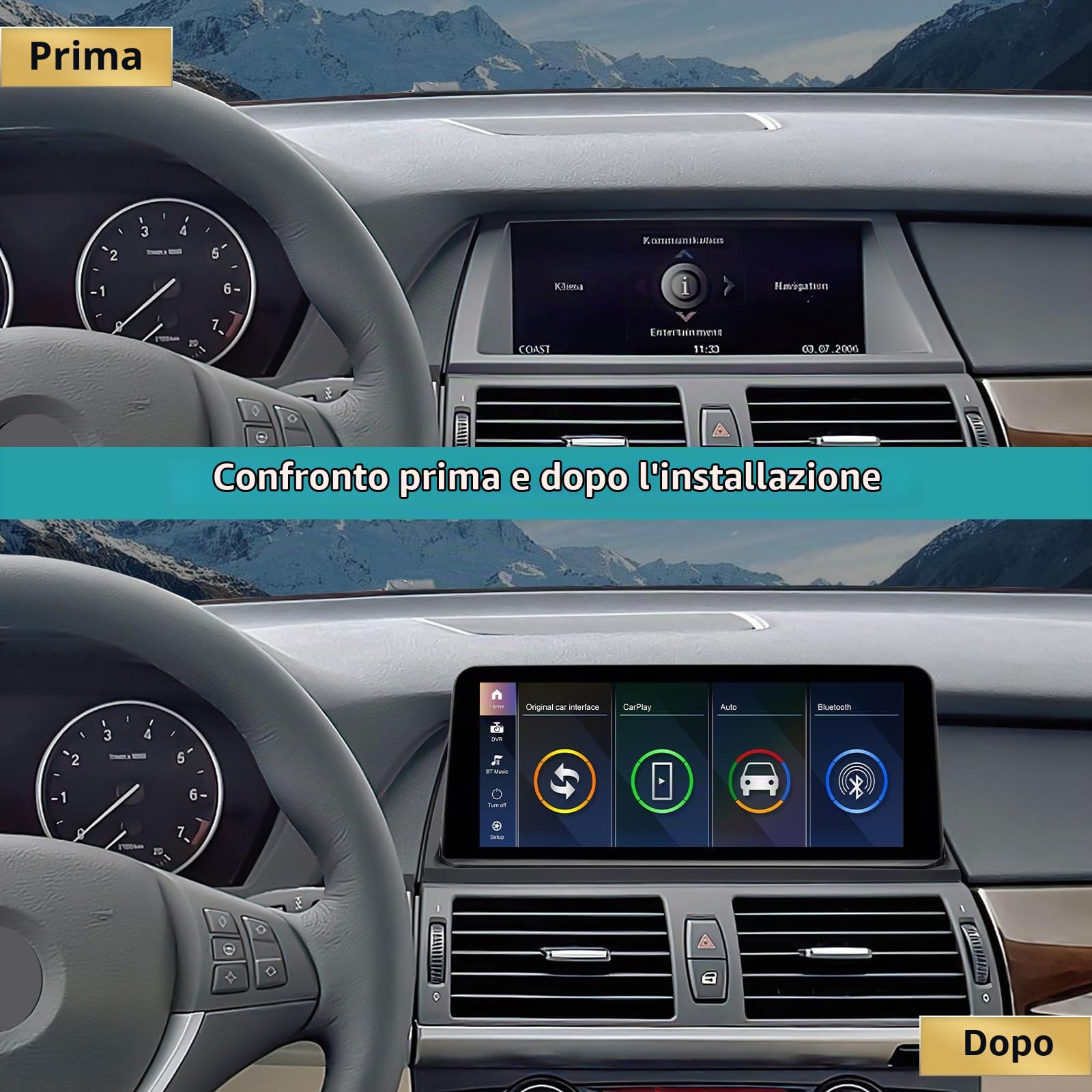 Autoradio con touch screen da 10,25" per BMW X5/X6 E70 E71 2007-2010 con sistema CCC, supporto Apple Carplay/Android Auto/Mirrorlink/navigazione GPS aggiornamento schermo stereo per auto