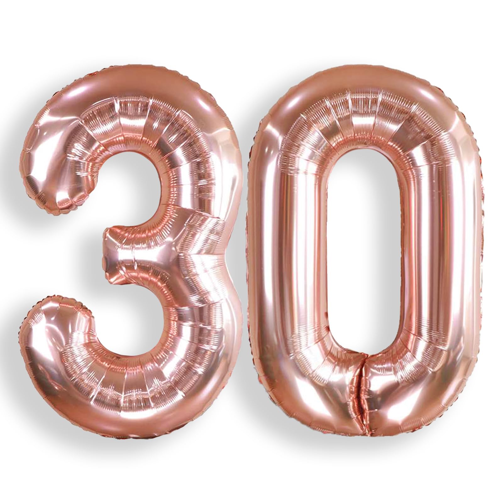 Rose Gold Number 30 Balloons: 40 Inch Large Foil Number Balloons Giant Helium Balloon Age 0-9 Big Mylar Balloon for Kids Girl 0 Birthday Party Baby Shower Party Decorations — image 1