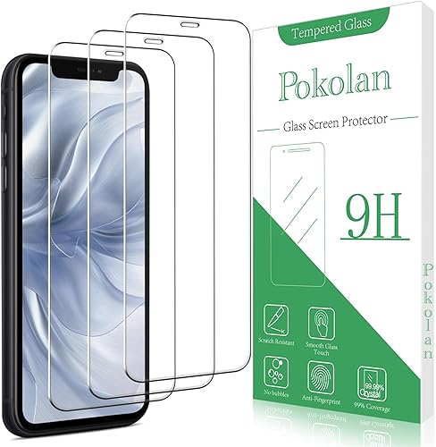 Miniatura 1 de Pokolan Paquete de 3 Protector de pantalla para iPhone 11XR de vidrio templado de 6.1 pulgadas, dureza 9H, antiarañazos, sin burbujas, compatible