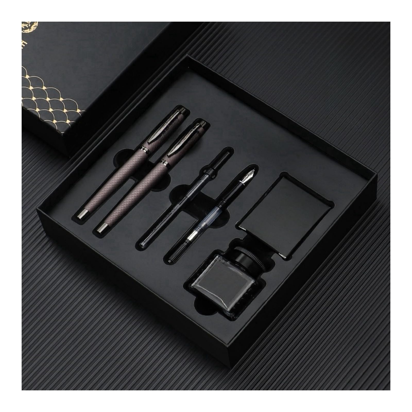 1 Satz Füllfederhalter Schwarz Satz in hochwertiger Geschenkbox,kaligraphiestift füller，Geschenk für Männer & Frauen (Grau)