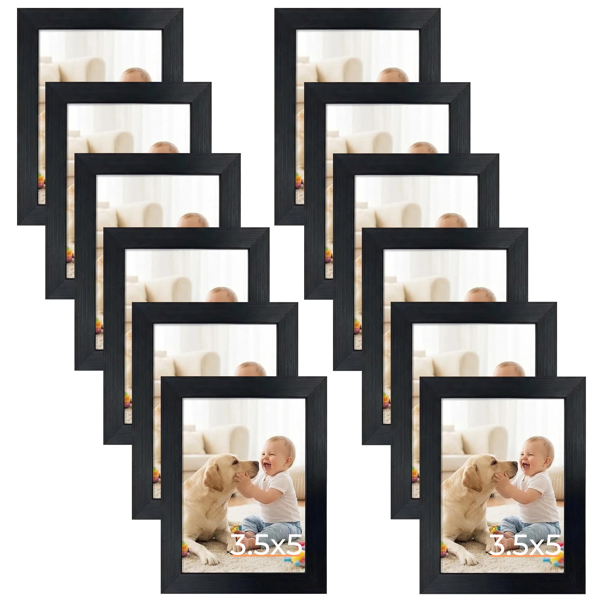 Photo 1 of Giftgarden 12 Pack 3.5x5 Picture Frame Black, Multiple 3.5 x 5 Photo Frames Bulk for Tabletop Display or Wall Hanging