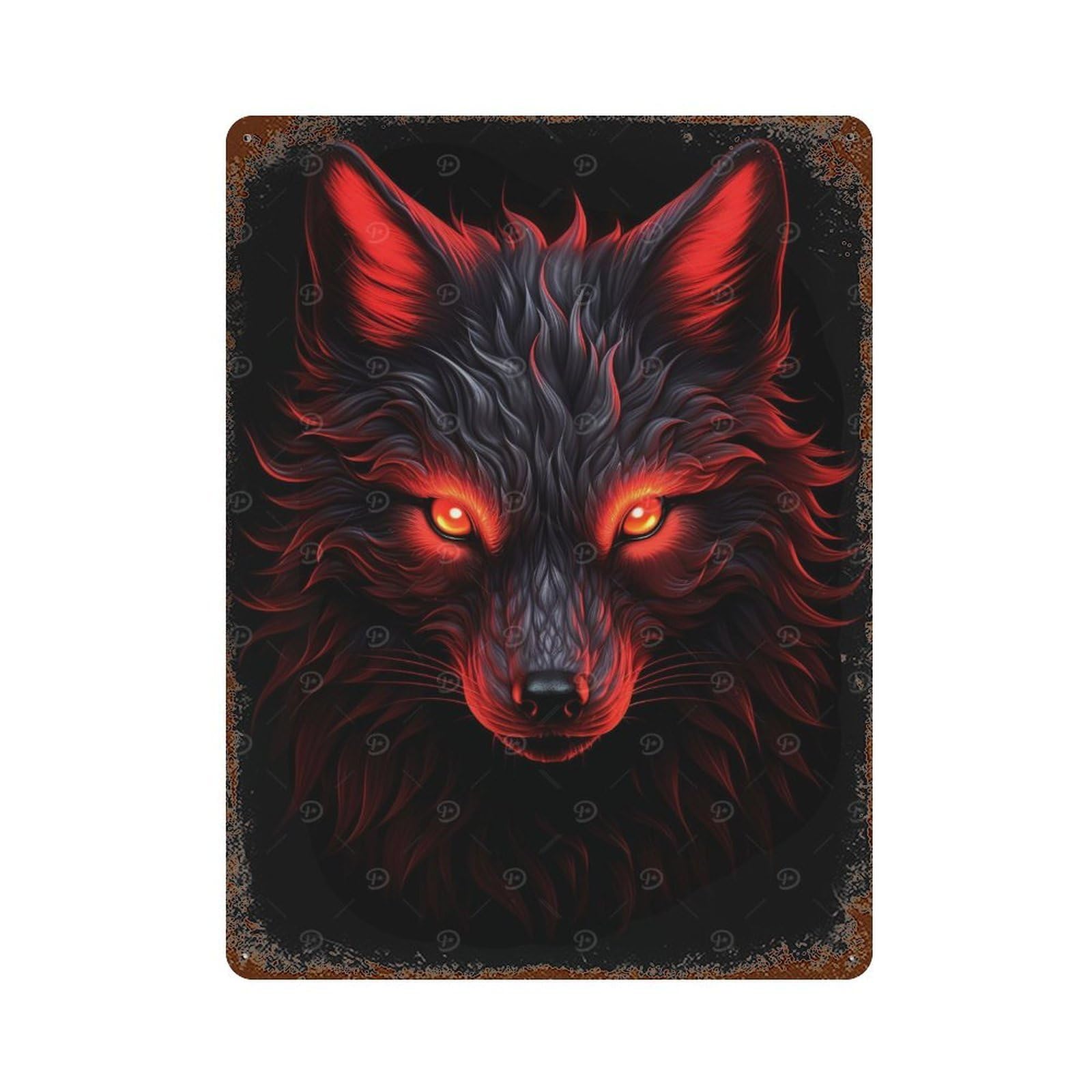 Fox Red And Black Animals Rustic Tin Plaque 15.7"x11.8", Novelty Wall Decor for Garage, Pub Or Kitchen