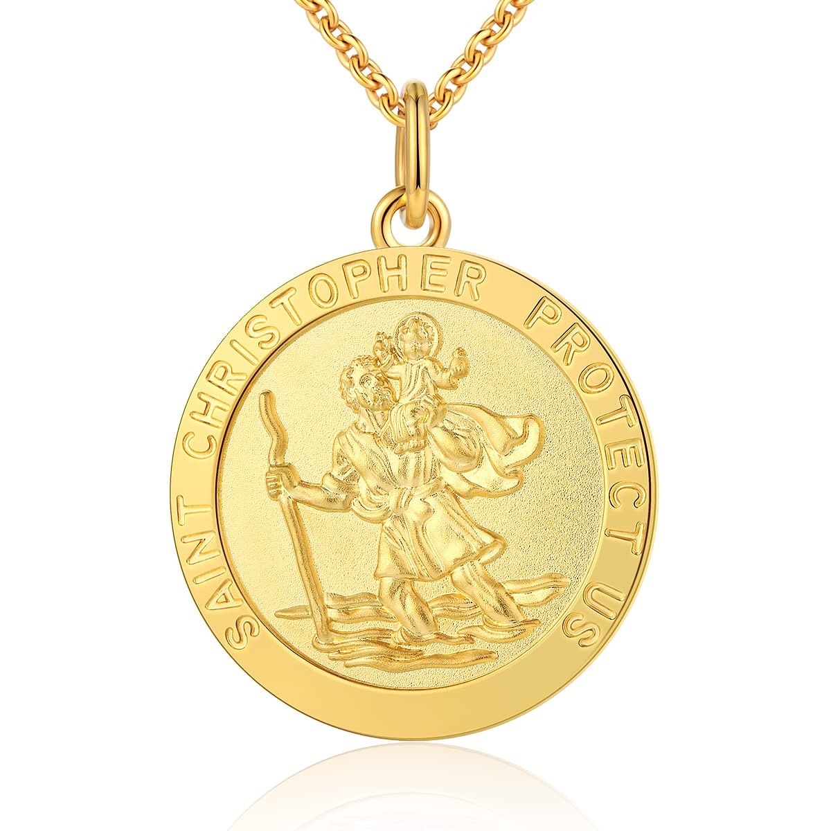 18K Weißgold vergoldet Heiliger Halsketten Patron Amulett Medaillon Schmuck St. Michael Christopher Anhänger Kette für Herren Damen