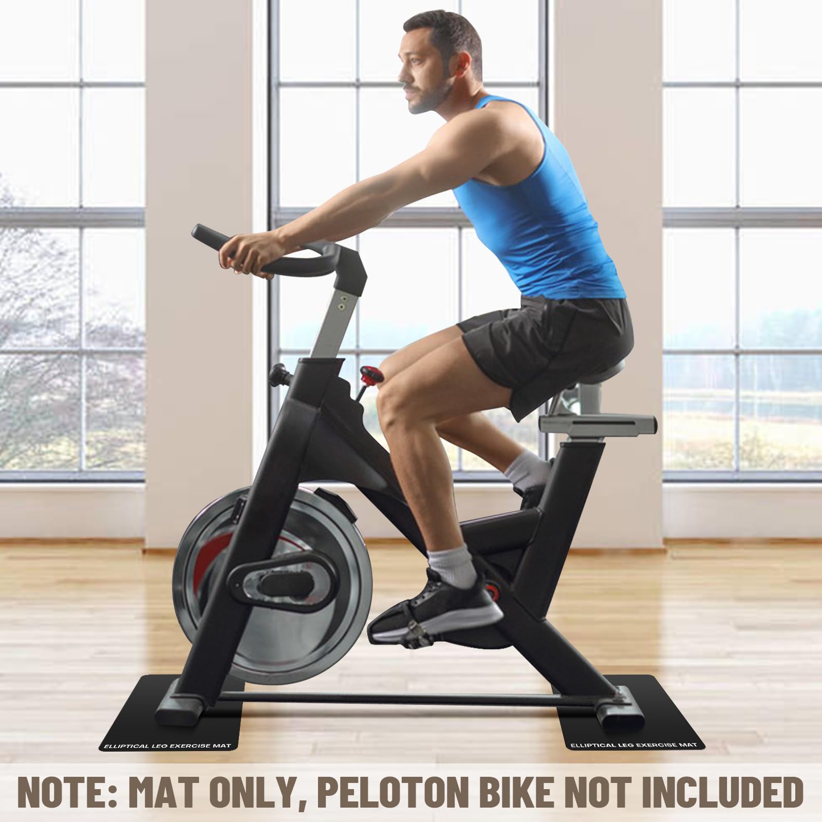 Under Desk Elliptical Mat - Non-Slip Exercise Equipment for Peloton Bike, Small Exercise Mat for Desk Workout Equipment