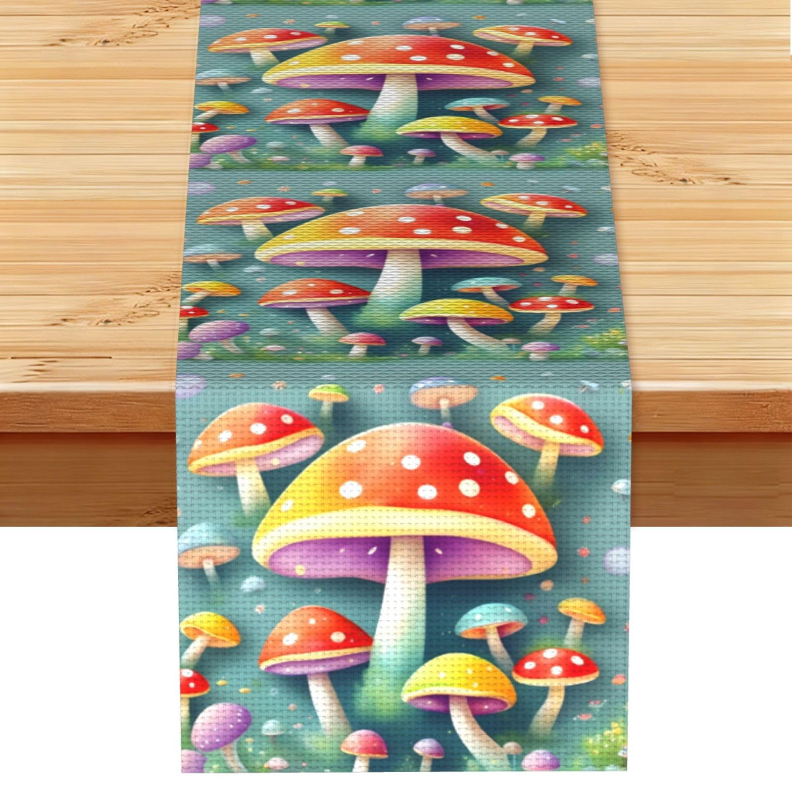 Cute colored mushrooms Table Runner 13x72 Inch Dining Decor