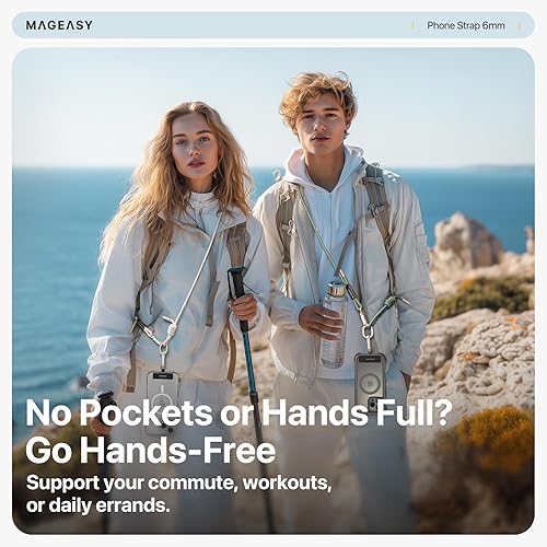 Miniatura 4 de MAGEASY Cordón cruzado para teléfono celular, cordón de cuerda prémium para teléfono celular, correa ajustable universal de 0.236 pulgadas de grosor