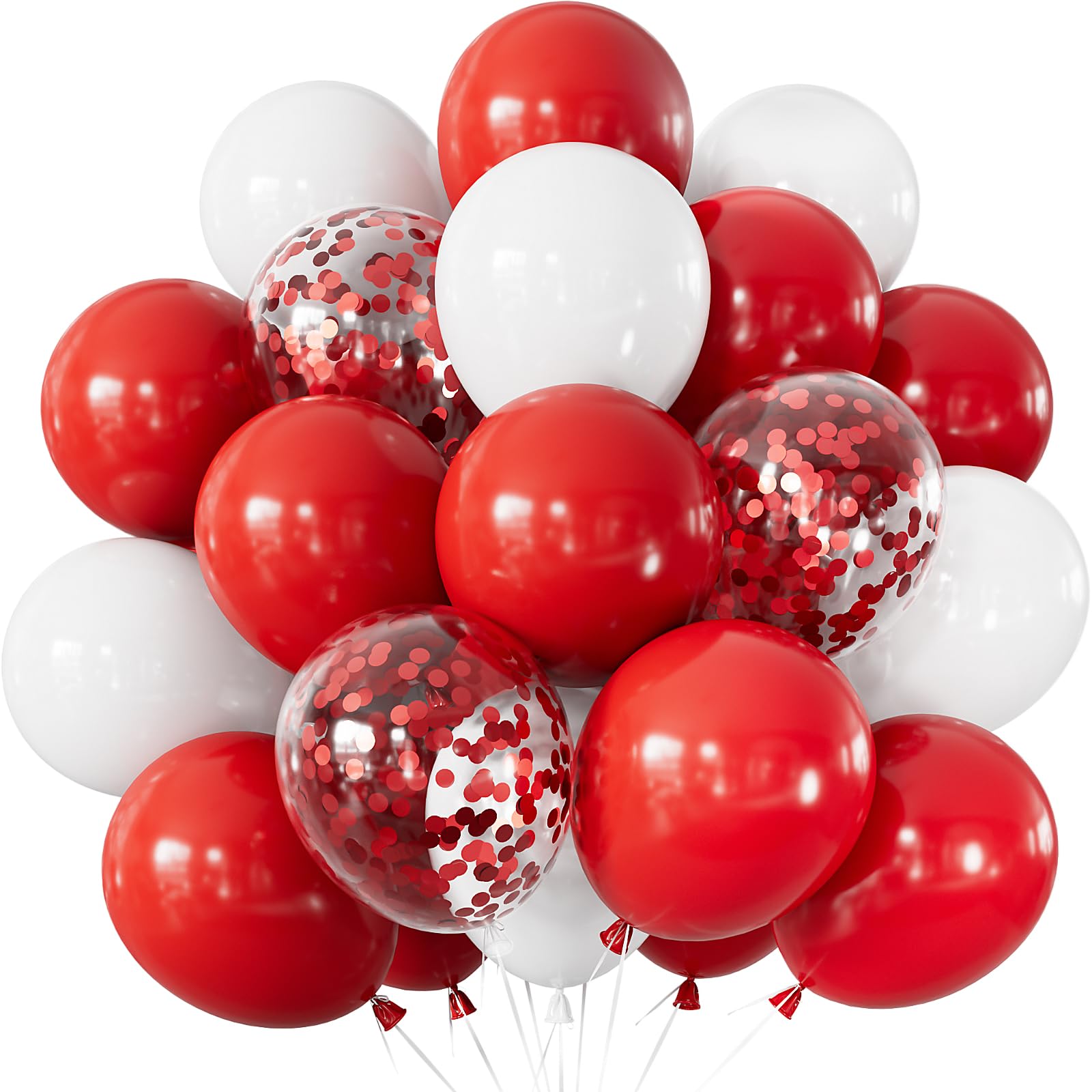 Adeyoo Red and White Balloons - 12 Inch Red White Confetti Latex Balloons Thickened Valentines Balloon for Valentine's Day Wedding Birthday Anniversary Engagement Party Decorations — image 1