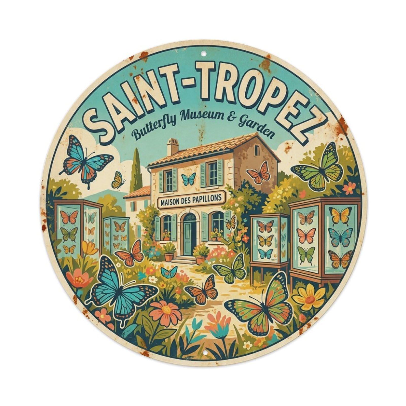 Ceramics Handmade Tiles Travel Saint Tropez Riviera Metal Tin Sign